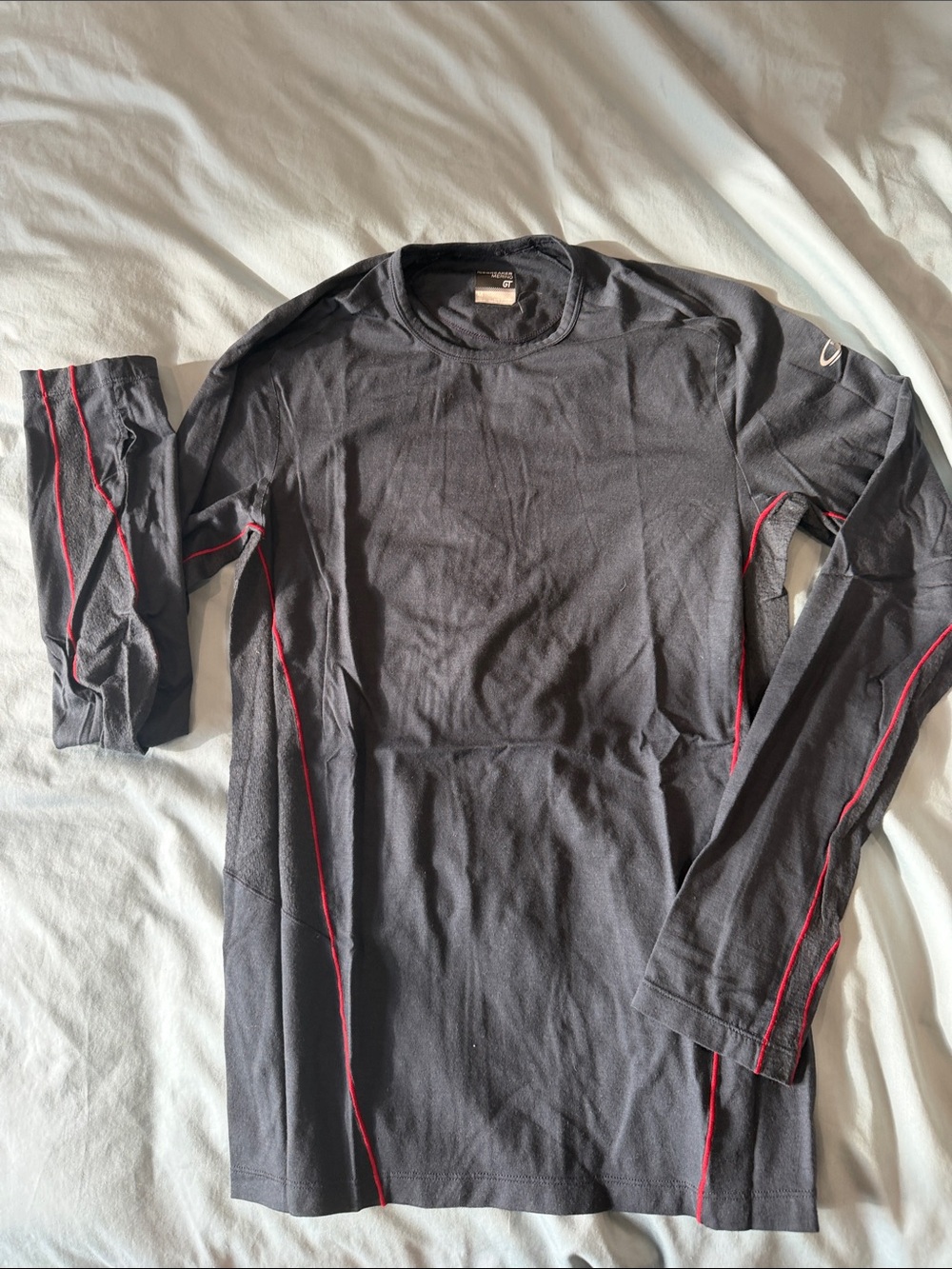 Men's Black Long-Sleeve Performance Shirt with Red Trim